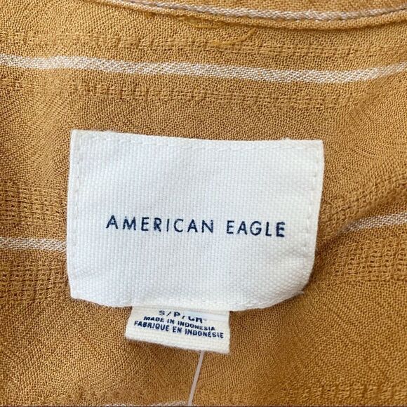 American Eagle Front Tie Striped Button Down Women’s Shirt - Picture 8 of 10